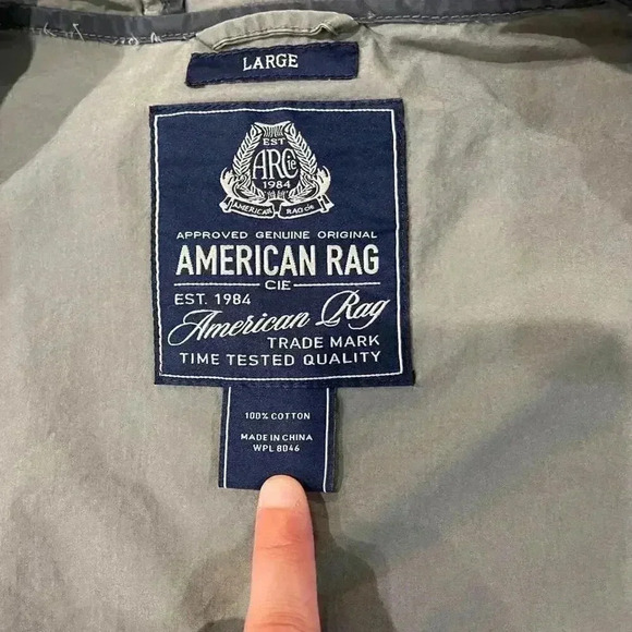 American Rag Cie Jacket Full Zip Windbreaker Track Gray Colorblock Men’s Large - Picture 4 of 5